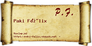 Paki Félix névjegykártya